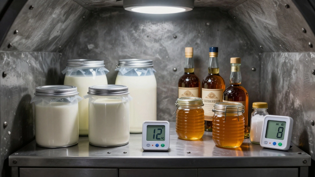 Современный склад для долгосрочных запасов с вакуумной упаковкой продуктов.