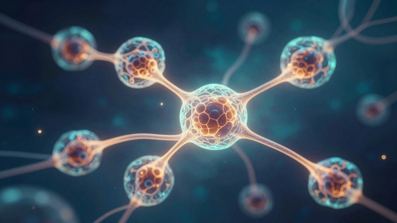 Абстрактное изображение клеточного метаболизма и аутофагии