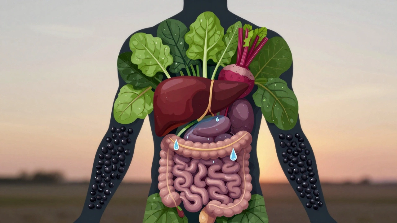 Силуэт человека, наполненный символами очищающих продуктов