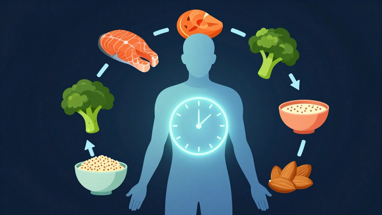 Концептуальное изображение циркадных ритмов и правильного питания
