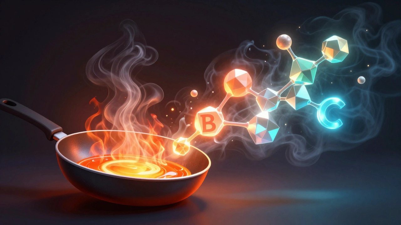 Схематичное изображение разрушения витаминов при высокой температуре