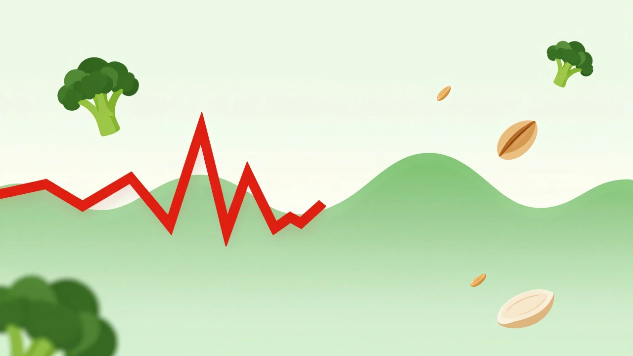 Сравнение резкого скачка сахара и плавного графика при правильном питании